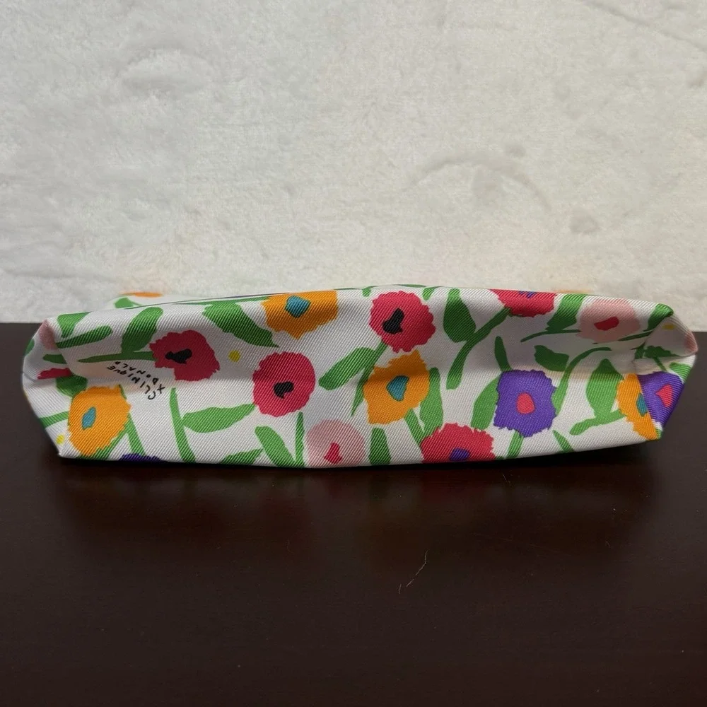 Clinique x Donald Floral Cosmetic Travel Makeup Bag Zipper Closure Purple Unused